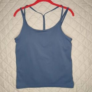 PINK Victoria's Secret Women Activewear Tank Top Large Blue Sleeveless Scoop